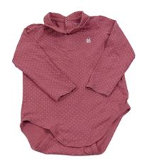 Starorůžové puntíkaté body s liškou a límečkem OBaïBi