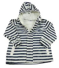 Nové - tmavomodro-bílá pruhovaná nepromokavá bunda s krabem a kapucí Paul Brown