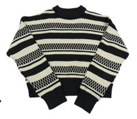 Černo-smetanový vzorovaný crop svetr F&F