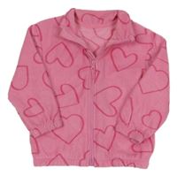 Růžová fleecová propínací mikina se srdíčky St. Bernard