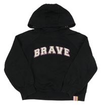 Černá oversize crop mikina s nápisem a kapucí PRIMARK