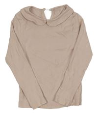 Pudrové žebrované triko s límečkem George