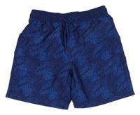 Tmavomodré plážové kraťasy s listy 