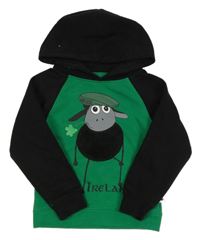 Tmavozeleno-černá mikina s ovečkou a kapucí