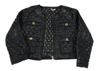 Černá prošívaná šusťáková jarní zateplená crop bunda 