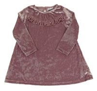 Starorůžové sametové šaty s volánkem F&F