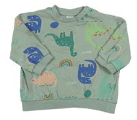 Olivová mikina s dinosaurem H&M