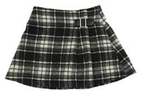 Černo-tmavošedo-bílá kostkovaná sukně s přezkou Next