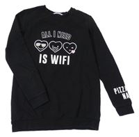 Černá mikina se srdíčky/smajlíky a nápisy H&M