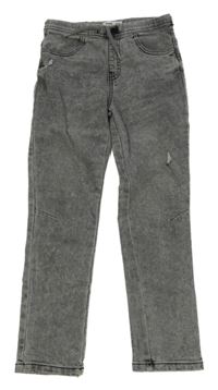 Šedé plísňové skinny teplákové rifle s prošoupáním sinsay