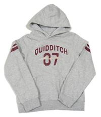 Světlešedá melírovaná mikina s číslem a nápisem - Harry Potter a kapsou a pruhy a kapucí H&M
