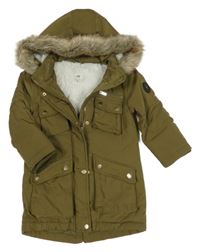 Khaki šusťáková zimní parka s kapucí s kožešinou RIVER ISLAND