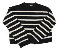 Černo-bílý pruhovaný žebrovaný crop svetr H&M