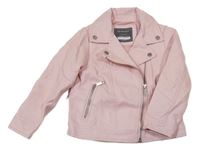 Světlerůžový koženkový podzimní křivák s límečkem PRIMARK