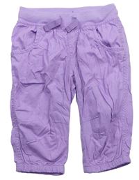 Fialové plátěné capri kalhoty s úpletovým pasem Kiki&Koko