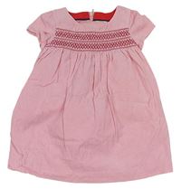 Růžové manšestrové šaty s výšivkami Mini Boden