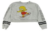 Bílá crop mikina s Lisou Simpson H&M