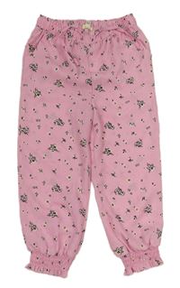 Růžové květované lehké kalhoty River Island
