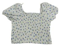 Bílé květované žabičkové crop tričko Primark