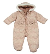 Růžová šusťáková zimní kombinéza s hvězdami a kapucí Matalan
