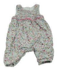 Mátový květovaný podšitý kalhotový overal Mothercare