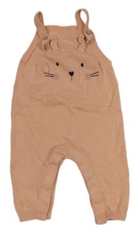 Starorůžové pletené laclové tepláky s králíkem Tu