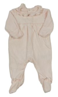 Světlerůžový sametový overal se srdcem a límečkem Mothercare