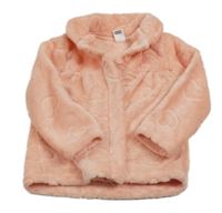 Růžový chlupatý propínací kabátek se srdíčky zn. LC Waikiki