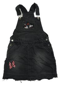 Černé teplákové riflové laclové šaty s Minnie a Mickeym Disney