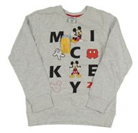 Světlešedá melírovaná mikina s Mickeym Disney