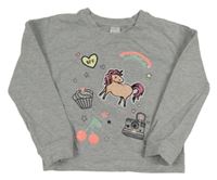 Šedá melírovaná mikina s obrázky C&A