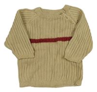 Pískový žebrovaný svetr s pruhem Prénatal