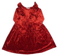 Červené sametové šaty s volánem H&M