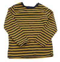 Tmavomodro-medové pruhované triko