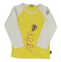 Žluto-bílé triko s motýlem