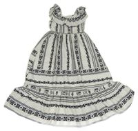 Světlešedo-černé vzorované maxi šaty s volánem Shein