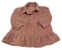 Starorůžové žebrované sametové propínací košilové šaty Zeeman