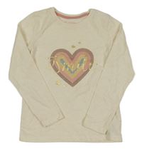 Béžové triko se srdcem a nápisem Primark