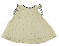 Béžové puntíkaté plisované šifonové šaty H&M