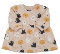 Růžové teplákové šaty s dýněmi a duchy George