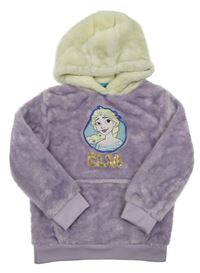 Lila-béžová chlupatá mikina s Elsou a kapucí Disney