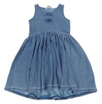 Modré teplákové riflové šaty s mašlemi H&M