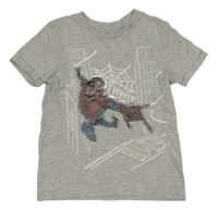 Šedé melírované tričko se Spidermanem z překlápěcích flitrů Marvel