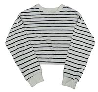 Bílo-černá pruhovaná crop mikina H&M