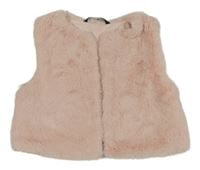 Světlerůžová kožešinová podšitá crop vesta George