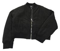 Černý šusťákový zateplený crop bomber New Look