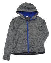 Šedo-černá melírovaná sportovní propínací mikina s kapucí H&M