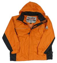 Oranžovo-černá outdoorová šusťáková jarní bunda s kapucí