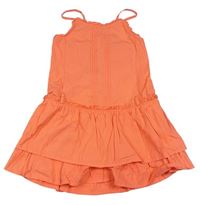 Oranžové plátěné vrstvené šaty 