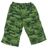 Khaki-zelené army plátěné crop kalhoty kids